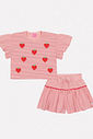 Conjunto Infantil Menina Tutti-Frutti Blusa E Short Listras Vermelho Mundo Cinti