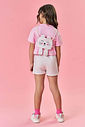 CONJ BLUSA,SHORTS/SAIA E BOLSA ROSA/VERDE/VERDE