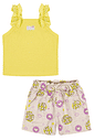 Conjunto Blusa E Short Estampado Amarelo Abrange