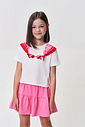 Conjunto Infantil Menina Blusa Boxy Óculos e Saia-Short com Bandana