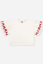 Conjunto Infantil Menina Blusa Boxy Laços e Short Waffle Vermelho