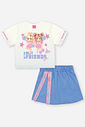 Conjunto Infantil Best Friends com Shorts Saia em Moletinho – Conjunto Menina Cinti NATURAL/AZ PROVENCE