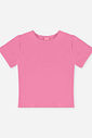 Blusa Manga Curta Infantil Menina em Cotton Básica Rosa