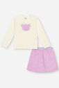 Conjunto Pelo Bebê Menina Bordado Ursinha Mundo Cinti