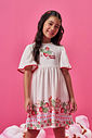 Vestido Infantil em Cotton Linho Off White – Vestido Menina Verão com Strass e Pompons OFF WHITE