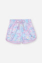 Shorts Infantil Básico em Nylon Estampado – Short Menina Verão Estampado com Elastano LILAS BRUMA