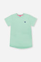 Blusa Infantil em Meia Malha – Camiseta Menina Verão Lisa com Detalhe Delicado VERDE BRISA