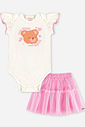 Conjunto Bebê Ursinha com Body de Strass e Saia de Tule Rosa Conjunto Bebê Ursinha com Body de Strass e Saia de Tule Rosa