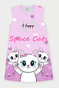 Vestido Infantil Estampado Space Cats Lilás Abrange
