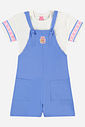 Conjunto Infantil Menina Blusa e Jardineira Azul com Ursinho