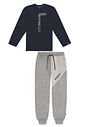 CONJ CAMISETA ML E CALCA PRETO/MESCLA MEDIO