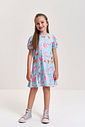 Vestido Infantil em Cotton Linho com Estampa de Cachorrinhos – Vestido Menina Verão AZUL PORCELANA