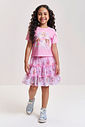 Conjunto Infantil Cheerleader com Saia em Tela e Ciclista – Conjunto Menina Fashion Cinti ROSA IOGURTE