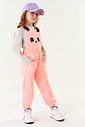 Conjunto Blusa E Jardineira Panda Mescla E Laranja Neon Abrange