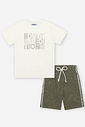 Conjunto Infantil Menino Camiseta Expedition e Bermuda com Elastano Musgo