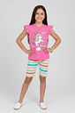 Conjunto Infantil Menina Unicórnio Listrado Rosa Abrange