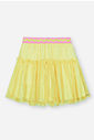 Conjunto Infantil Neon Love com Regata em Cotton e Saia Shorts em Tule Glitter – Look Menina Verão c NATURAL/AMARELO NEON