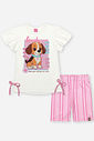 Conjunto Infantil com Blusa e Ciclista em Suplex – Look Menina Verão com Cachorrinho NATURAL/RS CONFETE