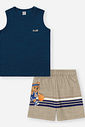 Conjunto Bebê Menino Regata Laranja e Bermuda Urso de Basquete