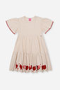 Vestido Infantil de Festa em Moletinho Waffle Linho – Vestido Menina Verão Off White com Corações OFF WHITE