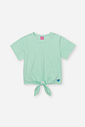Blusa Infantil em Meia Malha Botonê com Amarração – Camiseta Menina Verão 99% Algodão VERDE BRISA