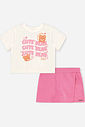 Conjunto Bebê Blusa Cute Bear e Short-Saia Rosa
