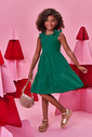 Vestido Infantil Menina Verde em Moletinho com Laços e Glitter