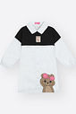 Vestido Infantil Branco Manga Longa com Colete Preto – Vestido Menina Estiloso Mundo Cinti