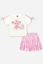 Conjunto Infantil Cheerleader com Saia Shorts Metalizada – Conjunto Menina Fashion Cinti NATURAL/RS IOGURTE