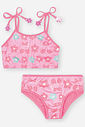 Biquíni Infantil em Malha UV com Estampa Floral Rosa Neon – Moda Praia Floral Menina Verão ROSA NEON FORTE