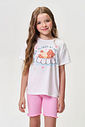 Conjunto Infantil Menina Blusa Ursinha e Ciclista Rosa