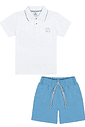 CONJ CAMISA POLO E BERMUDA BRANCO/AZ ROYAL
