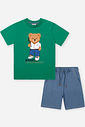 Conjunto Infantil Menino Camiseta e Bermuda Molecotton Denim Médio