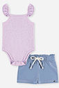 Conjunto Bebê Body com Strass e Short Clochard Jeans