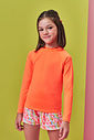 Blusa Infantil Menina Manga Longa em Malha UV Laranja Neon
