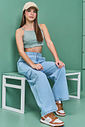 Top Teen Feminino Bordado Margaridas Verde Dway