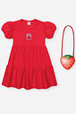 Vestido Bebê Menina Vermelho com Bolsa de Morango – Vestido Infantil em Moletinho Waffle Cinti Baby VERMELHO MARTE