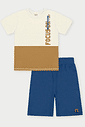 CONJ CAMISETA E BERMUDA NAT-MASCAVO/AZ DENIM
