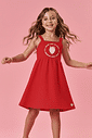 Vestido Infantil Menina Tutti-Frutti Com Laço Costas Vermelho Mundo Cinti