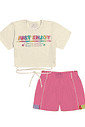 CONJ BLUSA E SHORTS NATURAL/RS CONFETE