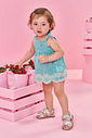 Conjunto Bebê Bata e Short Xadrez Menta