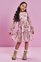 Vestido Infantil Manga Longa com Sobreposição de Tule – Vestido Menina Ursinha Mundo Cinti