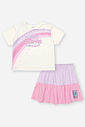 Conjunto Bebê Menina Blusa Boxy e Saia Shorts Color Block – Look Delicado Cinti Baby NATURAL/LL BRUMA/RS IOGURTE