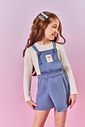 Conjunto Infantil Menina Blusa E Jardineira Rosa E Azul Mundo Cinti