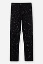 Legging Infantil em Canelado Glow com Glitter – Calça Legging Menina Verão com Elastano PRETO