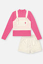 Conjunto Infantil Menina Sarja Rosa/Natural CTV