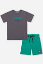 Conjunto Infantil Camiseta e Bermuda de Moletom Riscado Golf