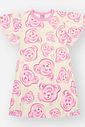 Vestido Infantil Menina Cabeça de Ursinhos Rosa Mundo Cinti