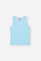 Regata Infantil Fashion em Canelado Glow com Strass AZUL AURA