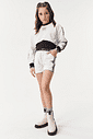 CONJ BLUSAO E SHORTS NATURAL/PRETO